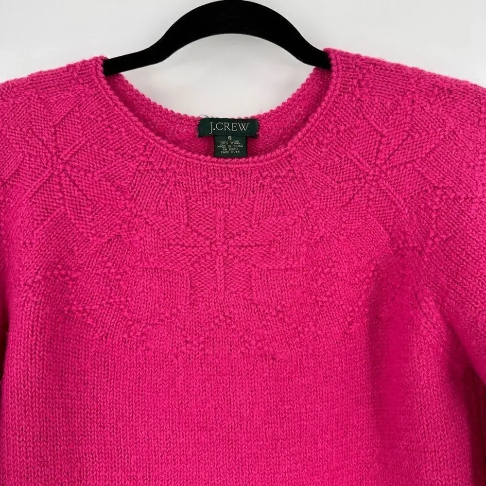 Vintage 90s J.Crew Womens Wool Crew Neck floral Pullover Sweater pink Small knit